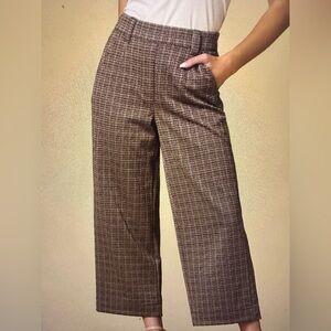 Democracy Brown Plaid Wide Leg Pants